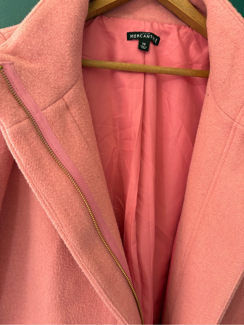 J. Crew Mercantile Pink Wool Stand-Collar Cocoon Coat - Picture 4 of 4